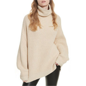 FREE PEOPLE Ivory Swim Too Deep Rib Sweater L